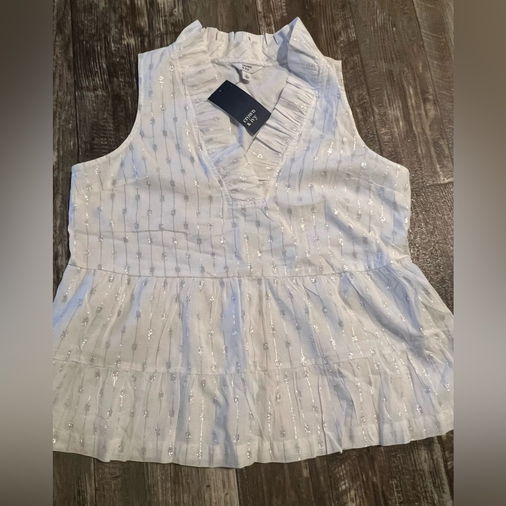 NEW with tags Crown Lined white blouse